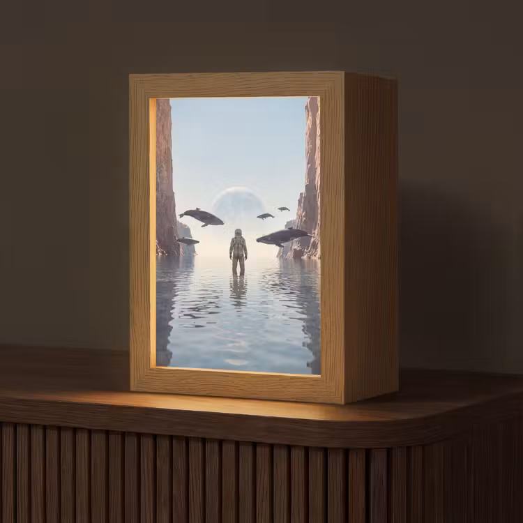 Table Lamp - Astronaut - Whale - Fantasy - Ruimtevaarder - Walvis - Fantasie Light Box met kabel (Tafellamp) klein