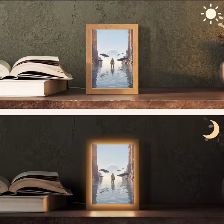 Table Lamp - Astronaut - Whale - Fantasy - Ruimtevaarder - Walvis - Fantasie Light Box met kabel (Tafellamp) klein