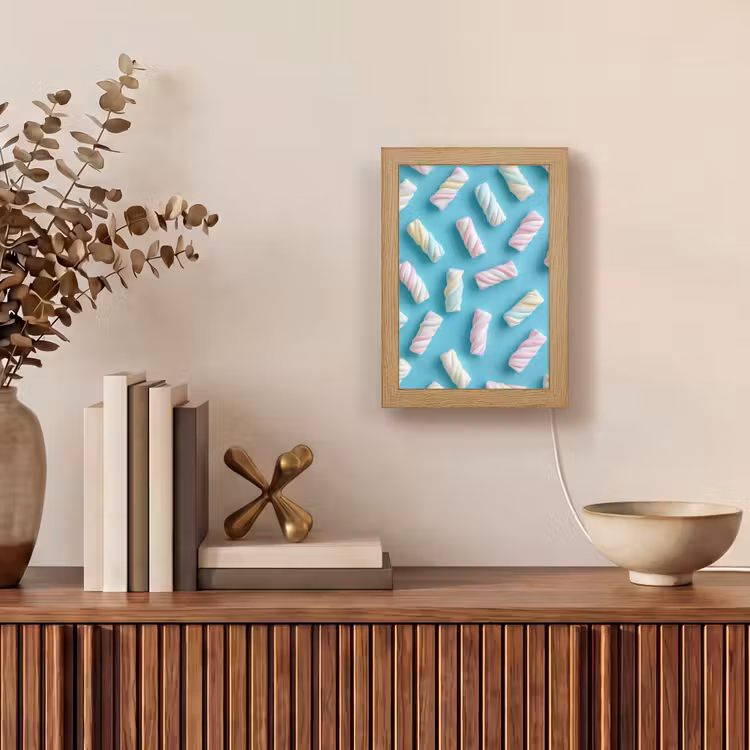 Spekjes - Pastel - Snoep - Blauw Light Box met kabel (Tafellamp) klein -sfeer2
