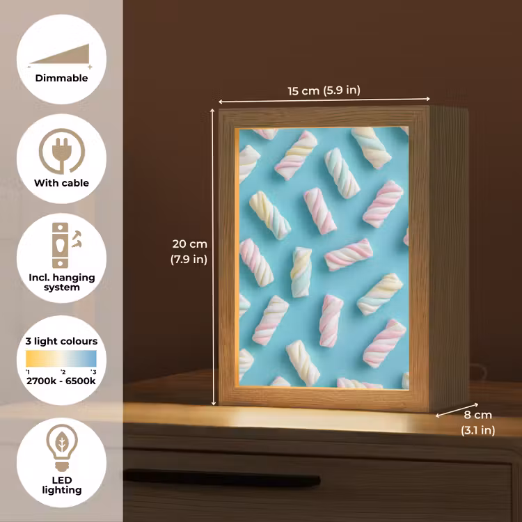 Spekjes - Pastel - Snoep - Blauw Light Box met kabel (Tafellamp) klein -USP_EN