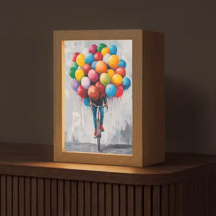 Balonnen - Street art - Vintage Light Box met kabel (Tafellamp) klein -z3d_website