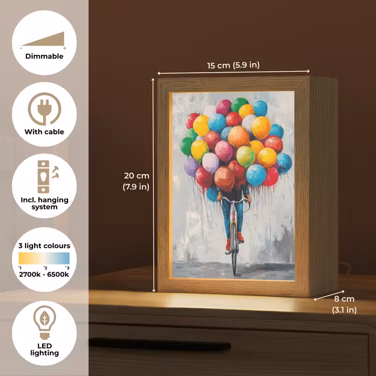 Balonnen - Street art - Vintage Light Box met kabel (Tafellamp) klein -USP_EN