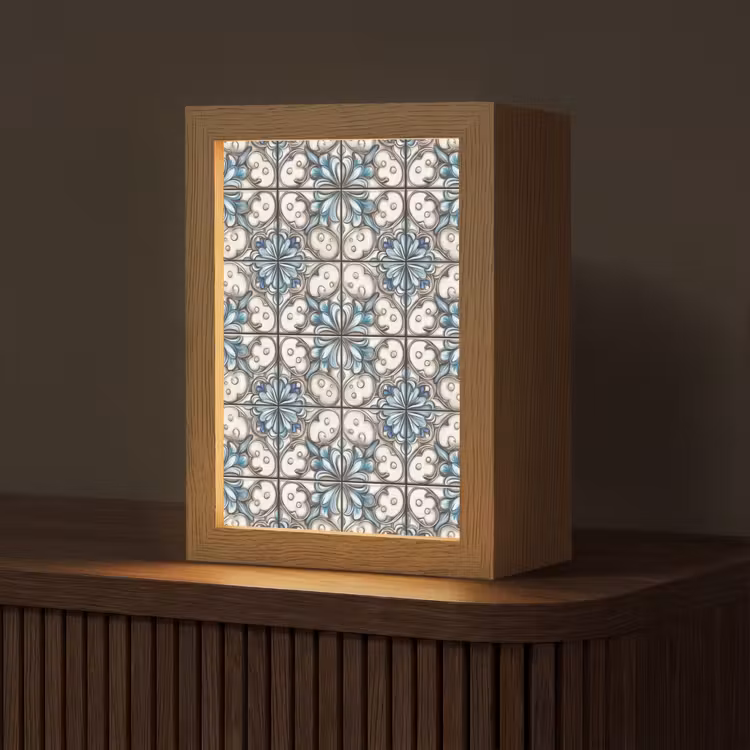 Barok - Tegel - Kleurrijk Light Box met kabel (Tafellamp) klein 925 -z3d_website