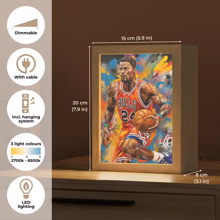 Basketbal - Verf - Kleuren - Rood Light Box met kabel (Tafellamp) klein -USP_EN