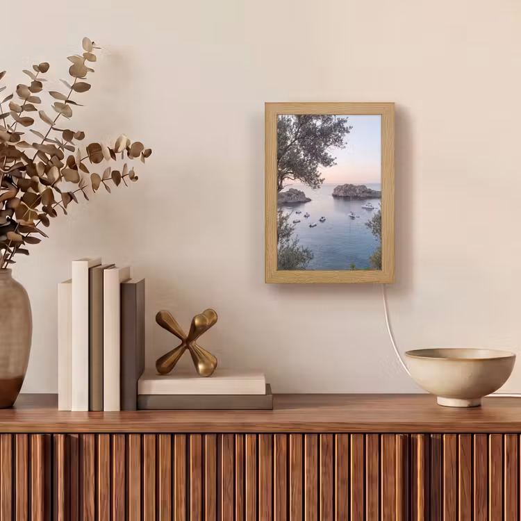 Table Lamp - Bay - boats - sunset - Baai - boten - zonsondergang Light Box met kabel (Tafellamp) klein