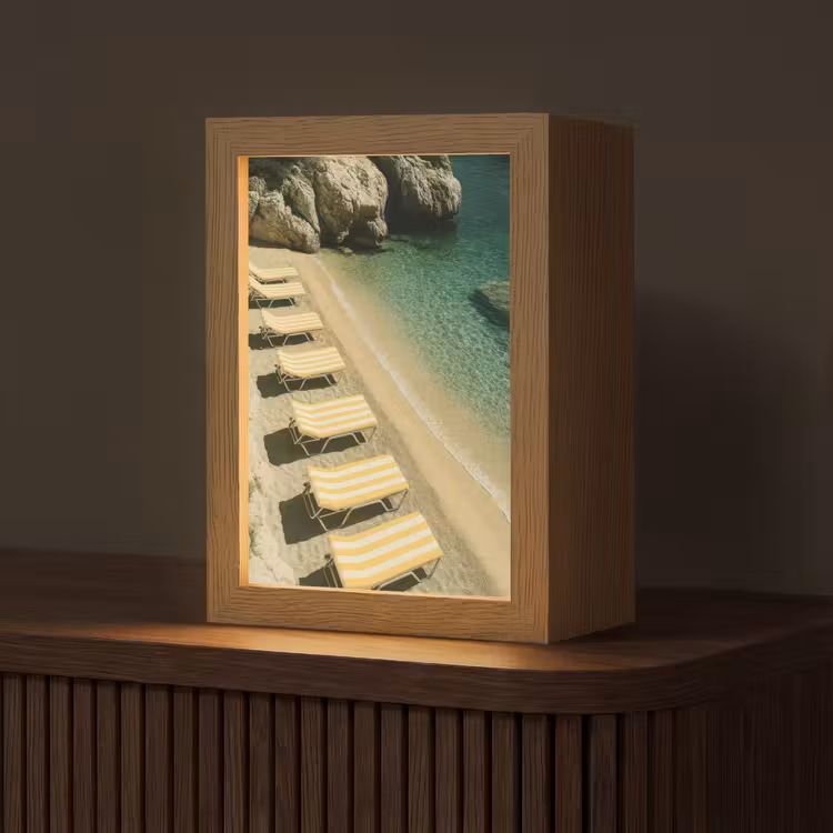 Strandbedden - Zee - Stenen - Baai Light Box met kabel (Tafellamp) klein -z3d_website