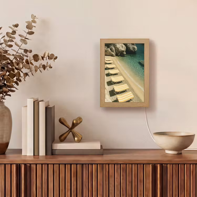 Strandbedden - Zee - Stenen - Baai Light Box met kabel (Tafellamp) klein -sfeer2