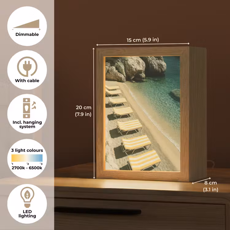 Strandbedden - Zee - Stenen - Baai Light Box met kabel (Tafellamp) klein -USP_EN