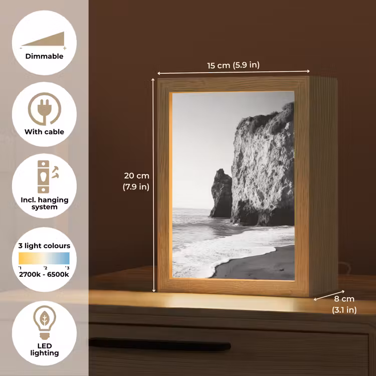 Strand - Klif - Golven - Voetstappen Light Box met kabel (Tafellamp) klein -USP_EN