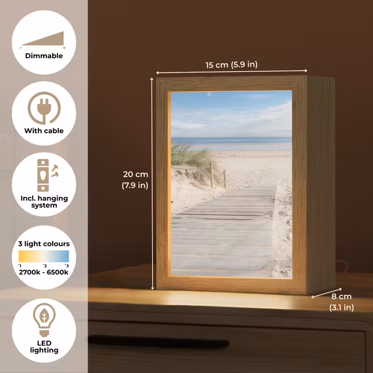 Strand - Pad - Duinen - Zee - Zomer Light Box met kabel (Tafellamp) klein -USP_EN