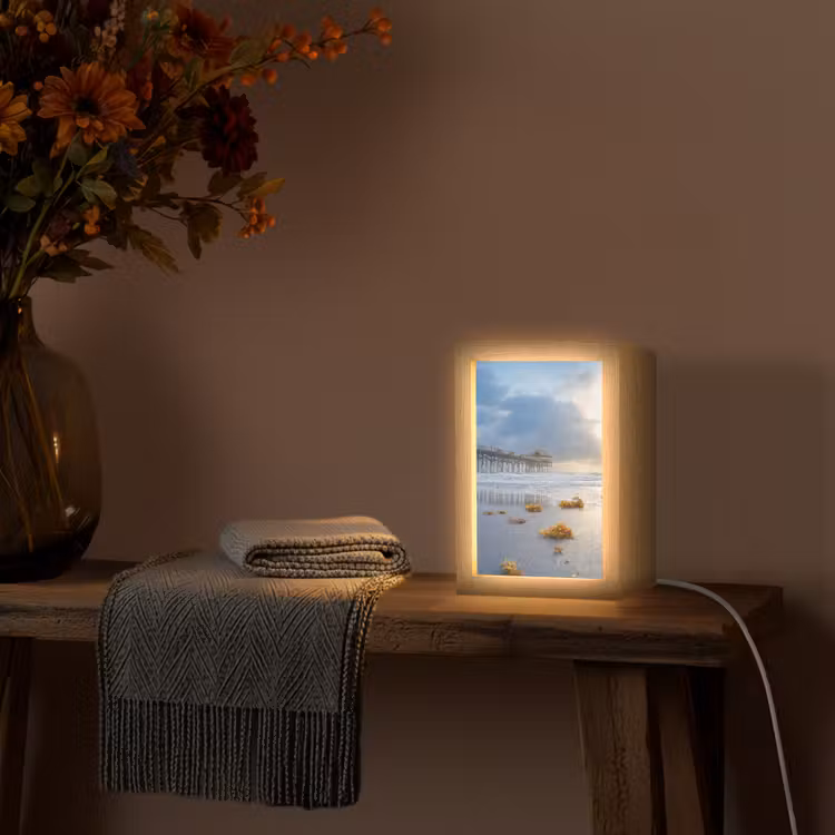 Strand - Pier - Zeewier - Zee - Zomer Light Box met kabel (Tafellamp) klein -sfeer4