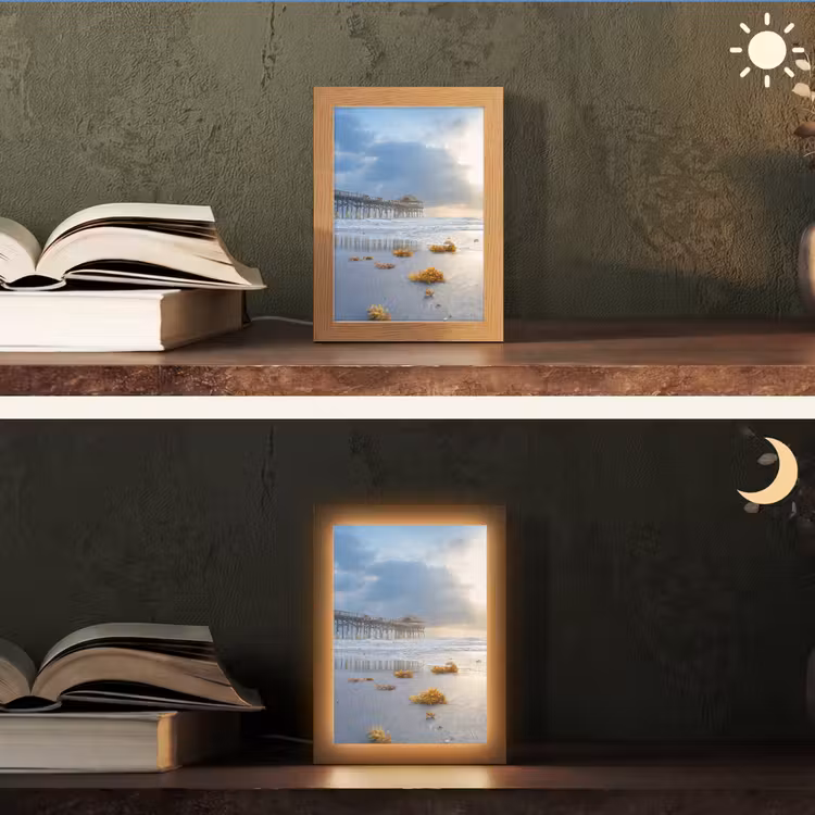 Strand - Pier - Zeewier - Zee - Zomer Light Box met kabel (Tafellamp) klein -sfeer3