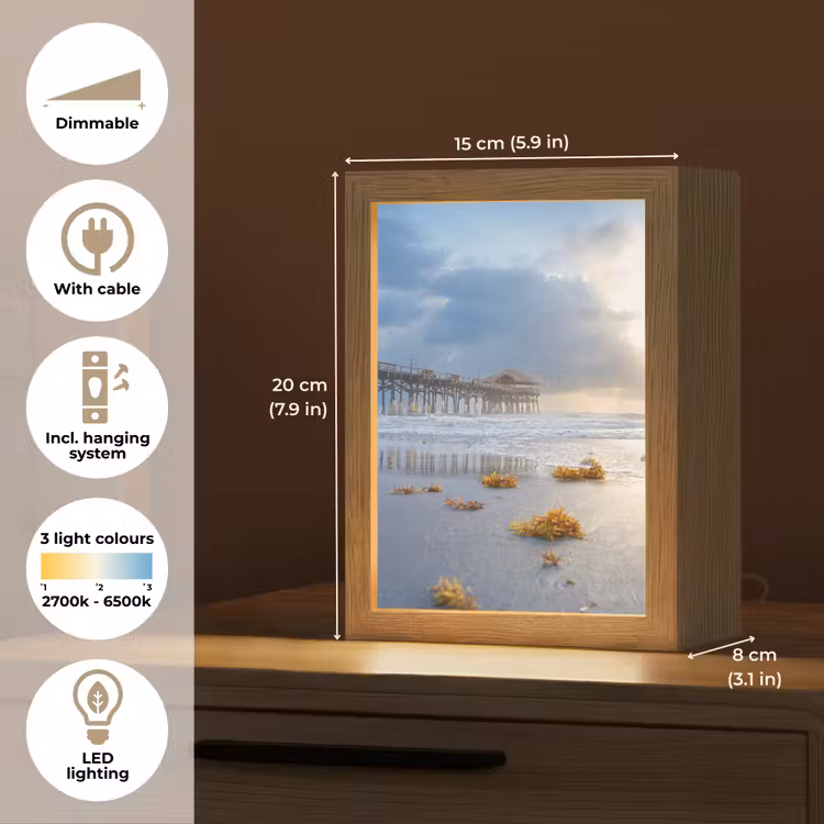 Strand - Pier - Zeewier - Zee - Zomer Light Box met kabel (Tafellamp) klein -USP_EN