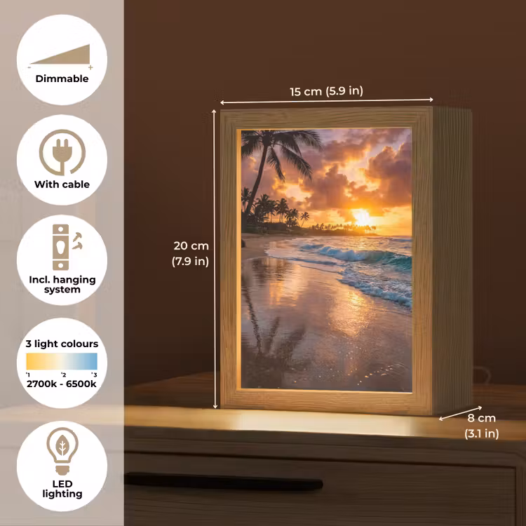 Strand - Zonsopgang - Tropisch - Natuur - Oranje Light Box met kabel (Tafellamp) klein -USP_EN