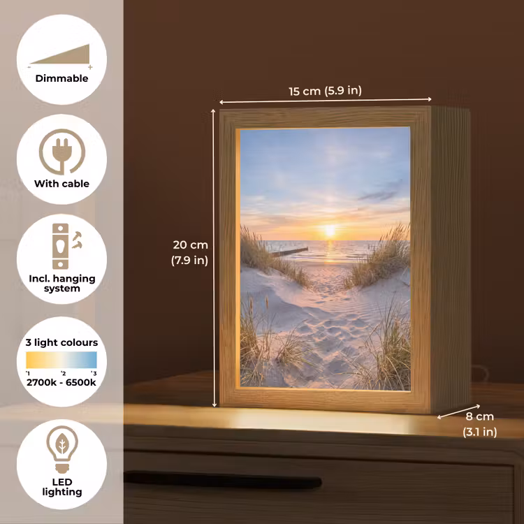 Strand - Zonsondergang - Natuur - Landschap Light Box met kabel (Tafellamp) klein -USP_EN