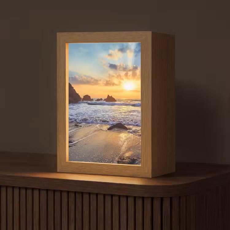 Strand - Zonsondergang - Natuur - Zee - Landschap Light Box met kabel (Tafellamp) klein -z3d_website