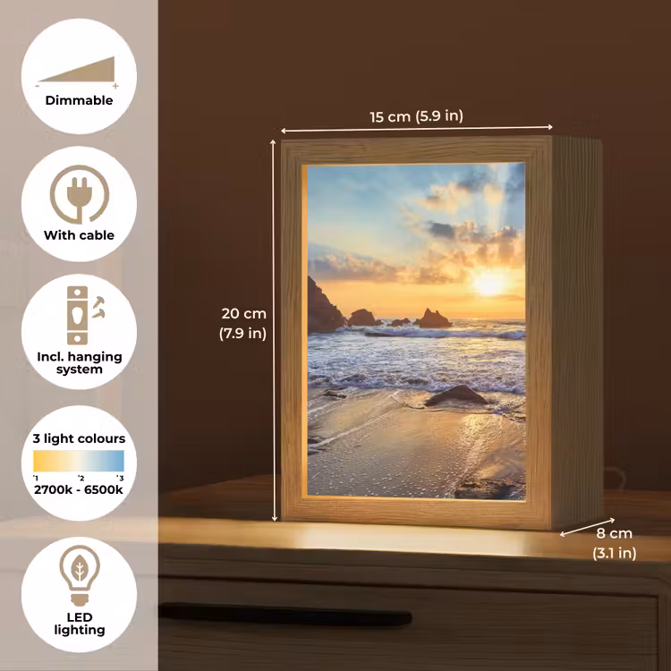 Strand - Zonsondergang - Natuur - Zee - Landschap Light Box met kabel (Tafellamp) klein -USP_EN
