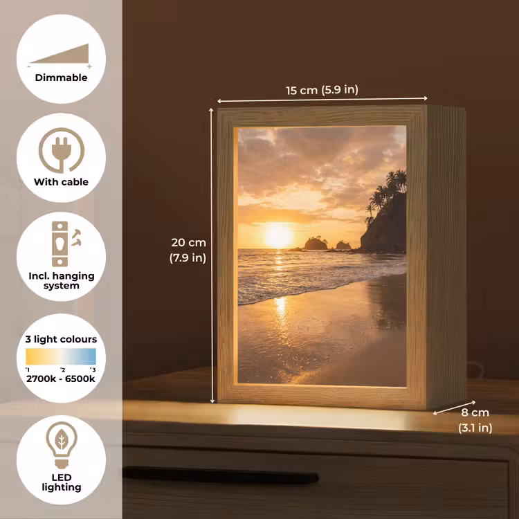 Strand - Zonsondergang - Natuur - Tropisch - Oranje Light Box met kabel (Tafellamp) klein -USP_EN