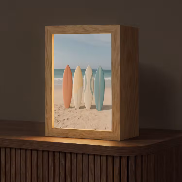 Strand - Surfbord - Pastel Light Box met kabel (Tafellamp) klein -z3d_website