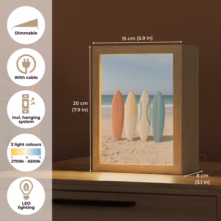 Strand - Surfbord - Pastel Light Box met kabel (Tafellamp) klein -USP_EN