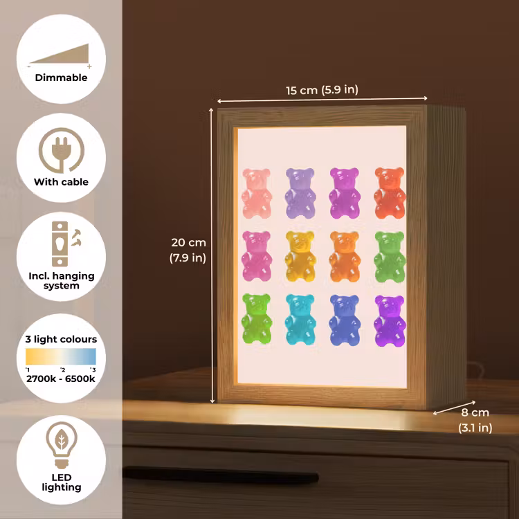 Beer - Kleurrijk - Snoep Light Box met kabel (Tafellamp) klein -USP_EN