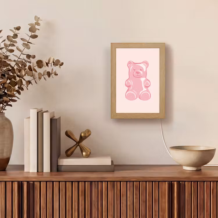 Beer - Roze - Snoep Light Box met kabel (Tafellamp) klein -sfeer2