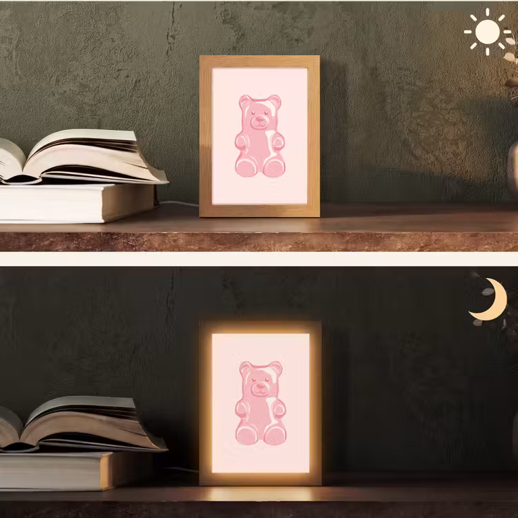 Beer - Roze - Snoep Light Box met kabel (Tafellamp) klein -sfeer3