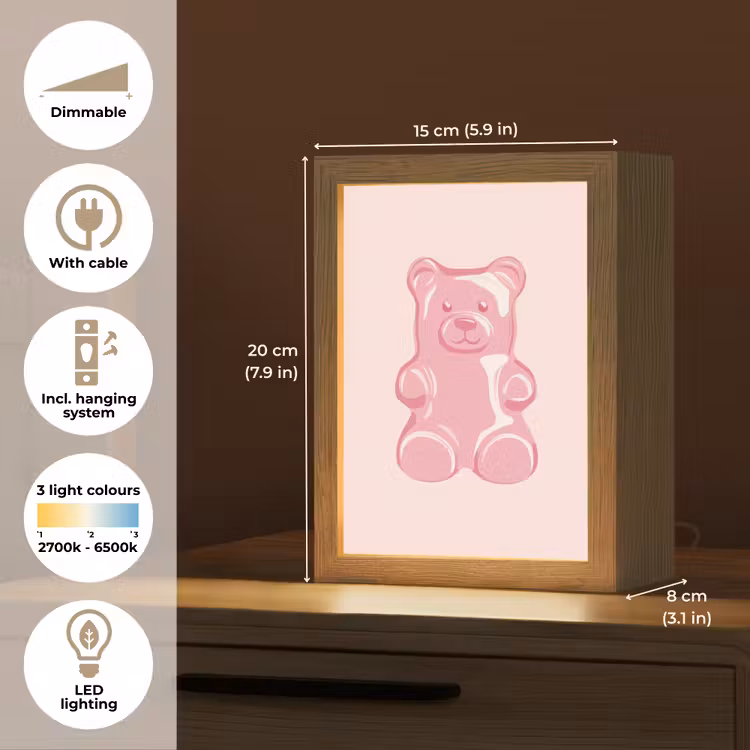 Beer - Roze - Snoep Light Box met kabel (Tafellamp) klein -USP_EN