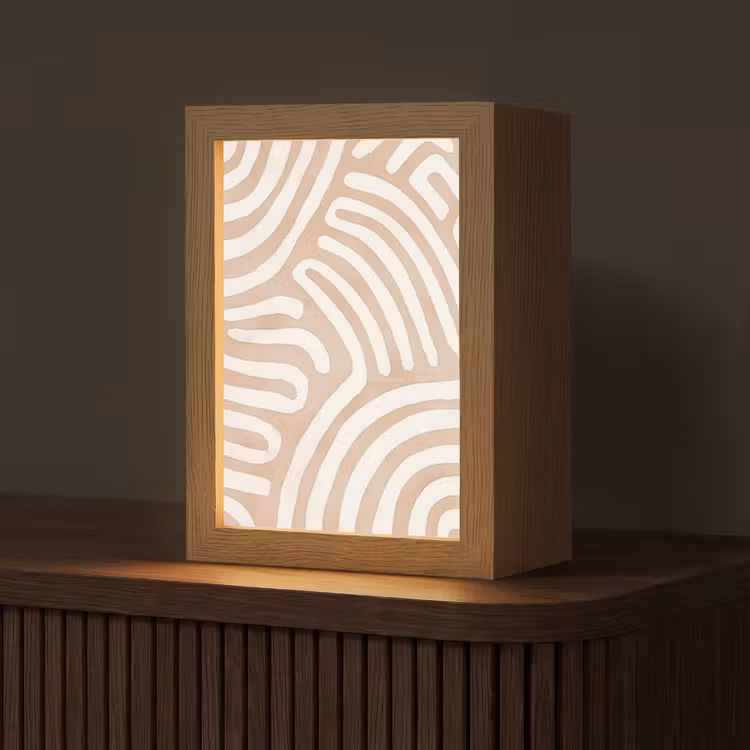 Beige - Aardspatroon Light Box met kabel (Tafellamp) klein -z3d_website