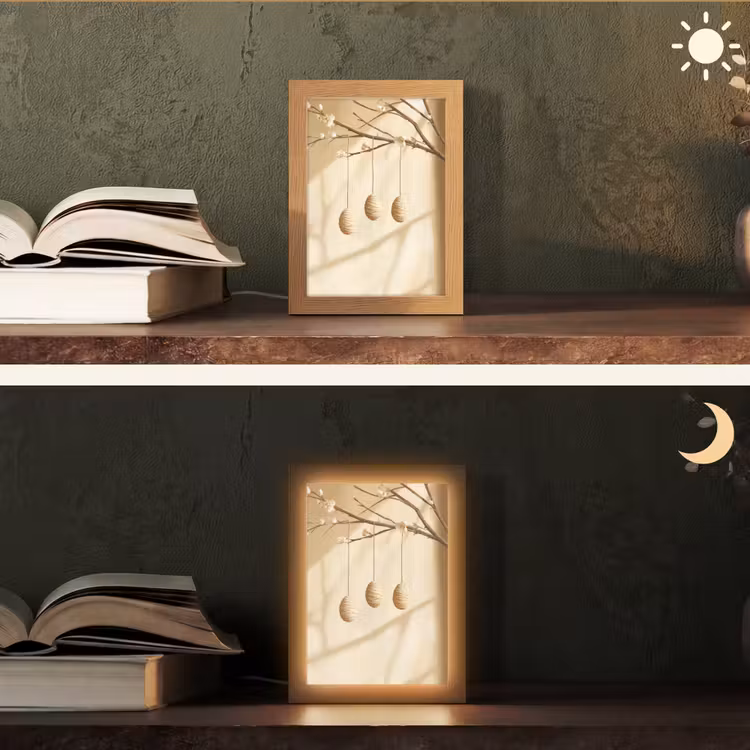 Beige - Paastak - Eieren Light Box met kabel (Tafellamp) klein -sfeer3
