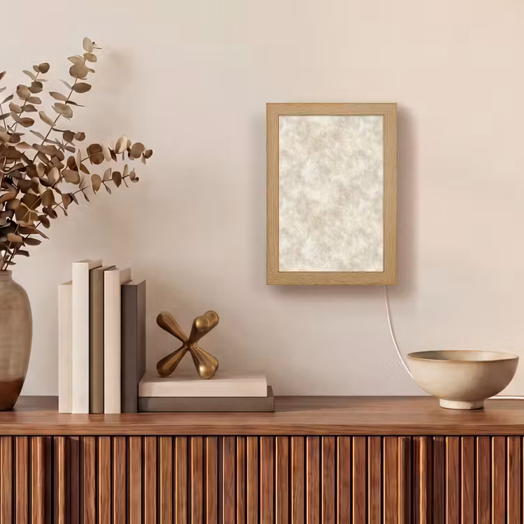 Beige - Reliëfstructuur - Natuursteen Light Box met kabel (Tafellamp) klein 925 -sfeer2