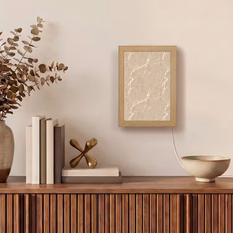 Beige - Marmer - Organisch - Wit Light Box met kabel (Tafellamp) klein 925 -sfeer2