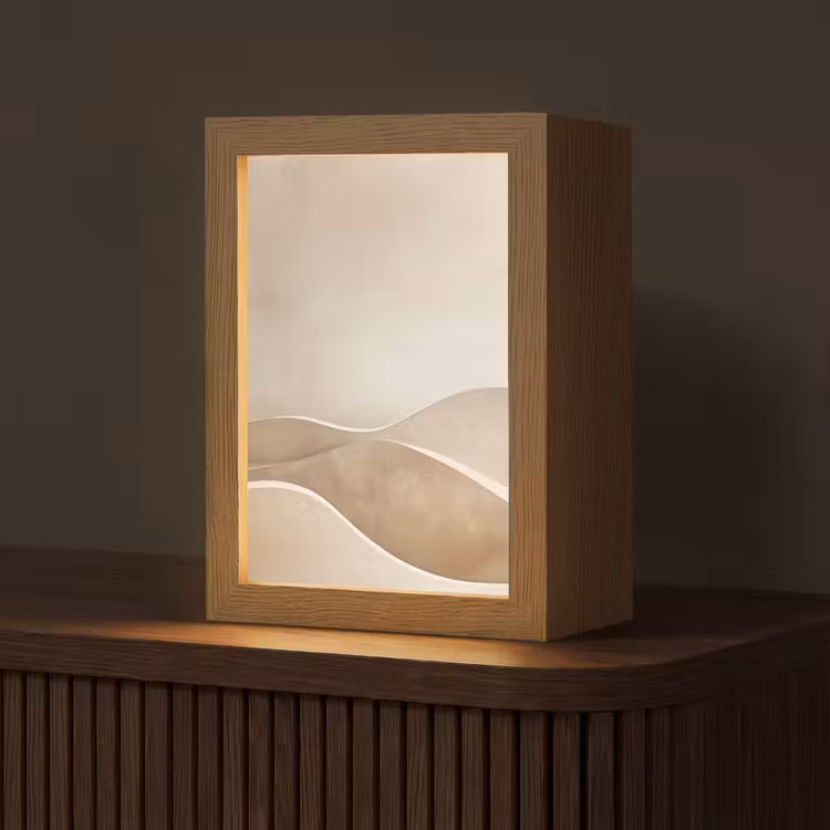 Beige - Natuur - Abstract - Modern Light Box met kabel (Tafellamp) klein -z3d_website