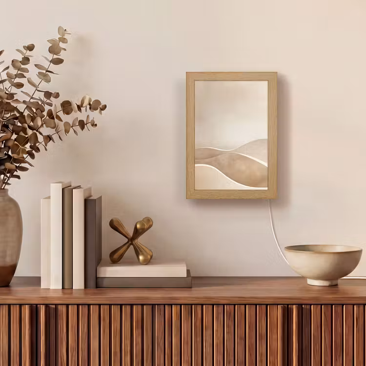Beige - Natuur - Abstract - Modern Light Box met kabel (Tafellamp) klein -sfeer2