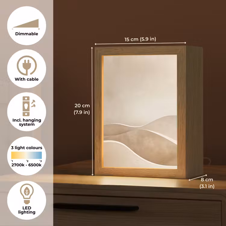 Beige - Natuur - Abstract - Modern Light Box met kabel (Tafellamp) klein -USP_EN