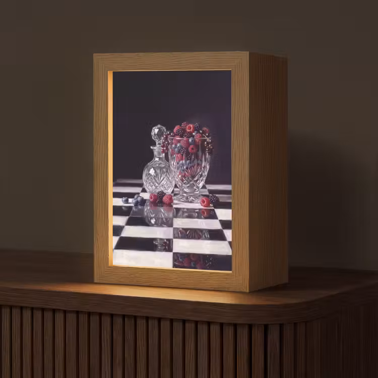 Table Lamp - Berries - Crystal - Still Life - Bessen - Kristal - Stilleven Light Box met kabel (Tafellamp) klein