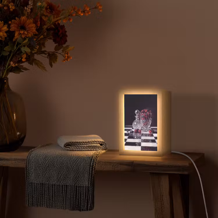 Table Lamp - Berries - Crystal - Still Life - Bessen - Kristal - Stilleven Light Box met kabel (Tafellamp) klein