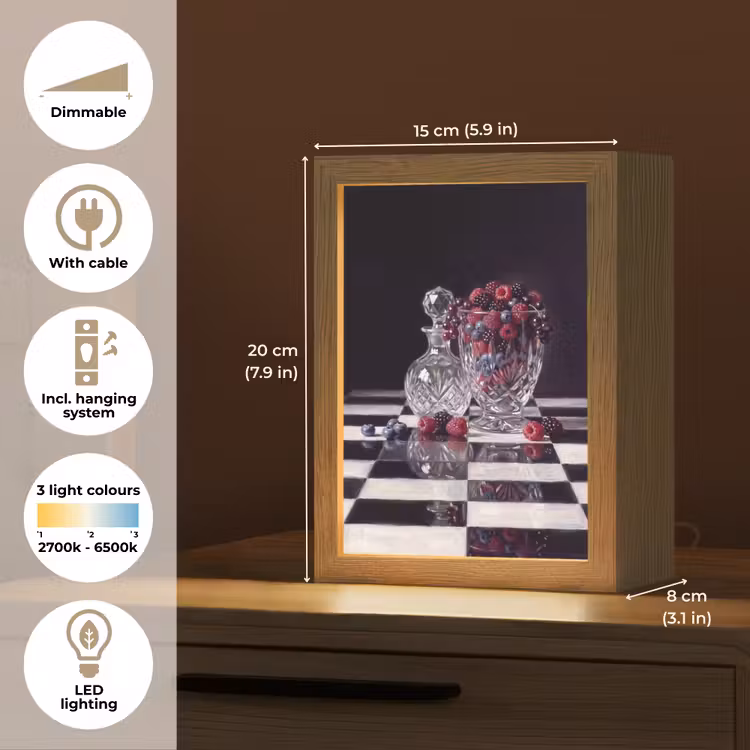 Table Lamp - Berries - Crystal - Still Life - Bessen - Kristal - Stilleven Light Box met kabel (Tafellamp) klein