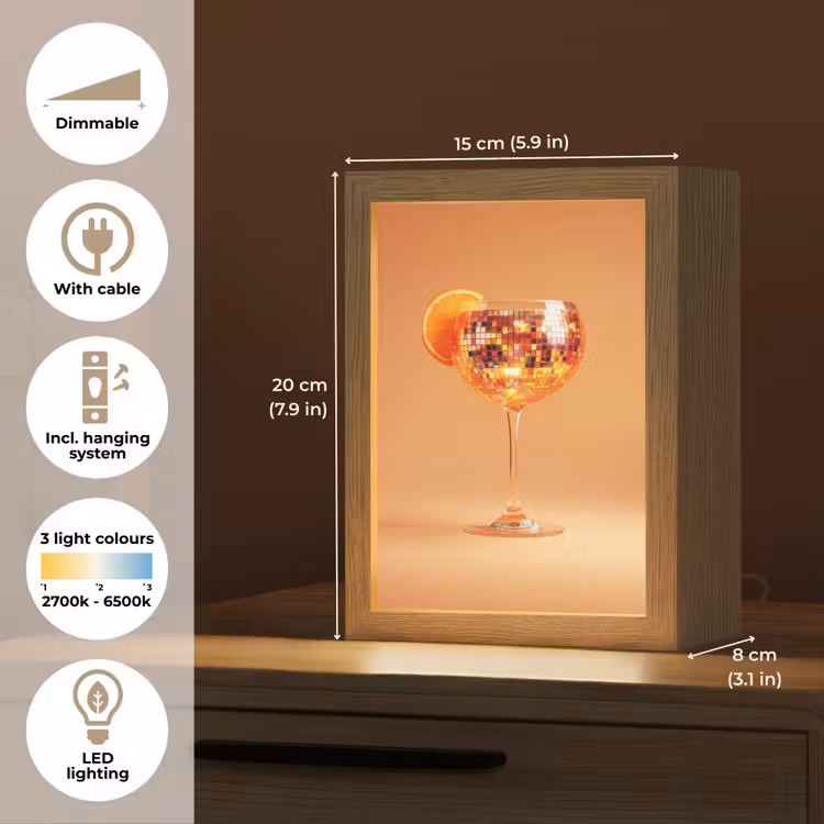 Drank - Oranje - Glitter - Disco Light Box met kabel (Tafellamp) klein -USP_EN