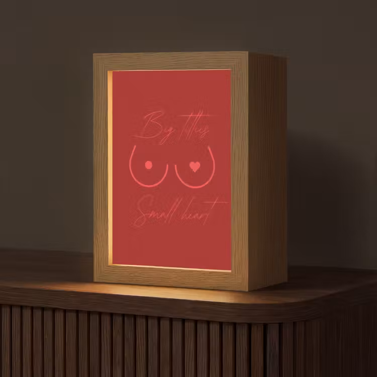 Big titties small heart - Rood - Hart Light Box met kabel (Tafellamp) klein -z3d_website