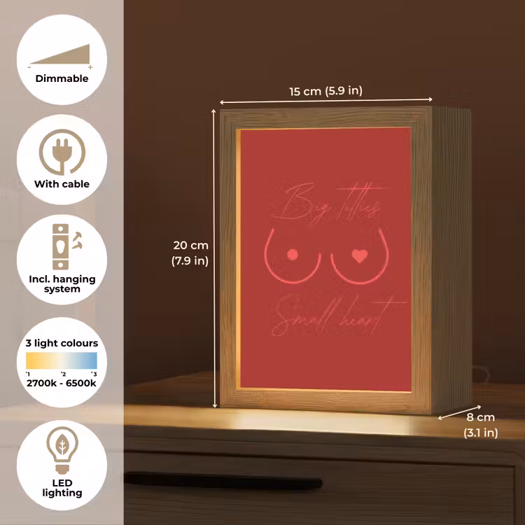 Big titties small heart - Rood - Hart Light Box met kabel (Tafellamp) klein -USP_EN