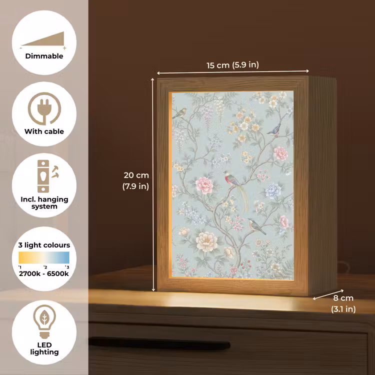 Vogel - Bloemen - Kleurrijk Light Box met kabel (Tafellamp) klein -USP_EN