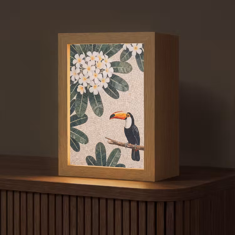 Vogel - Mozaïek - Tropisch - Natuur - Kleurrijk Light Box met kabel (Tafellamp) klein -z3d_website