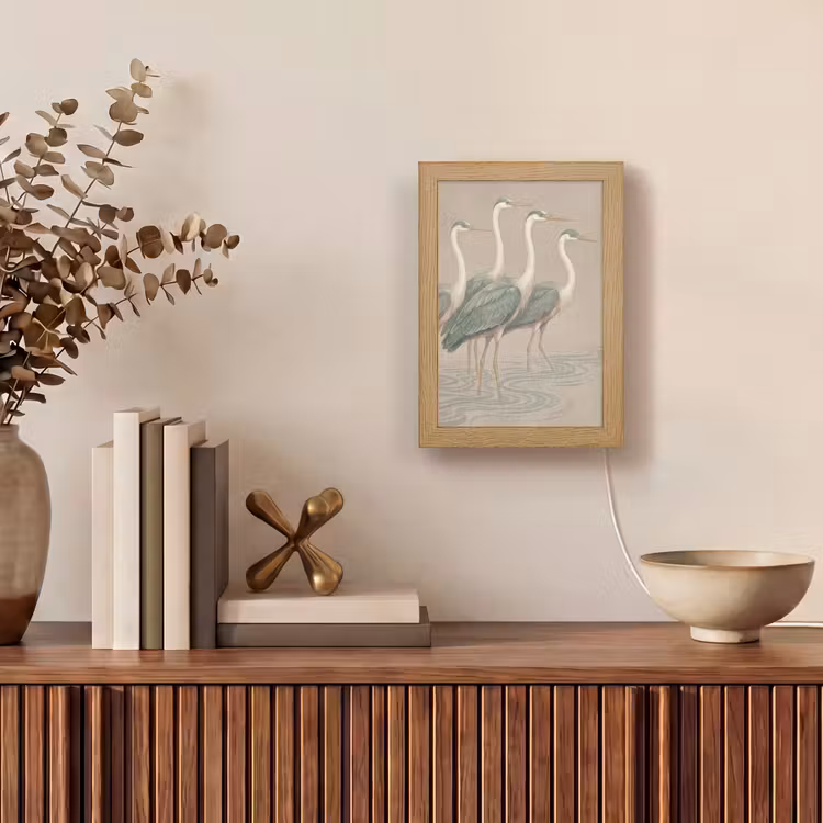 Vogel - Water - Natuur - Vintage Light Box met kabel (Tafellamp) klein -sfeer2