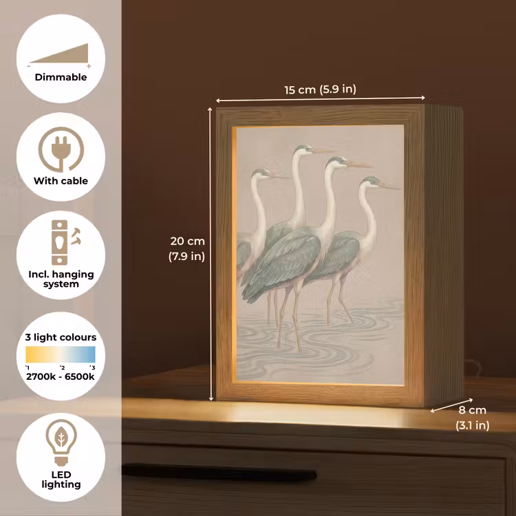 Vogel - Water - Natuur - Vintage Light Box met kabel (Tafellamp) klein -USP_EN