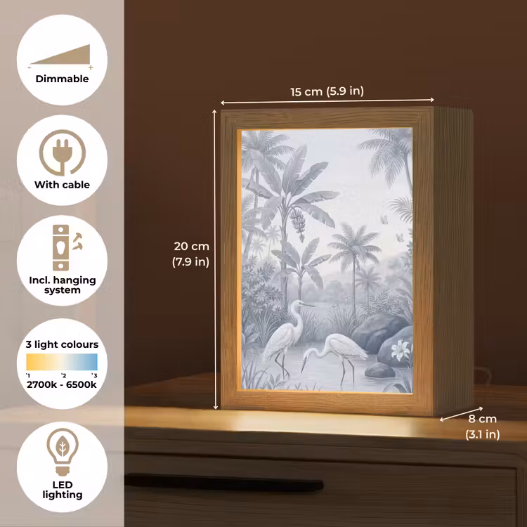 Vogel - Water - Tropisch - Natuur - Blauw Light Box met kabel (Tafellamp) klein -USP_EN