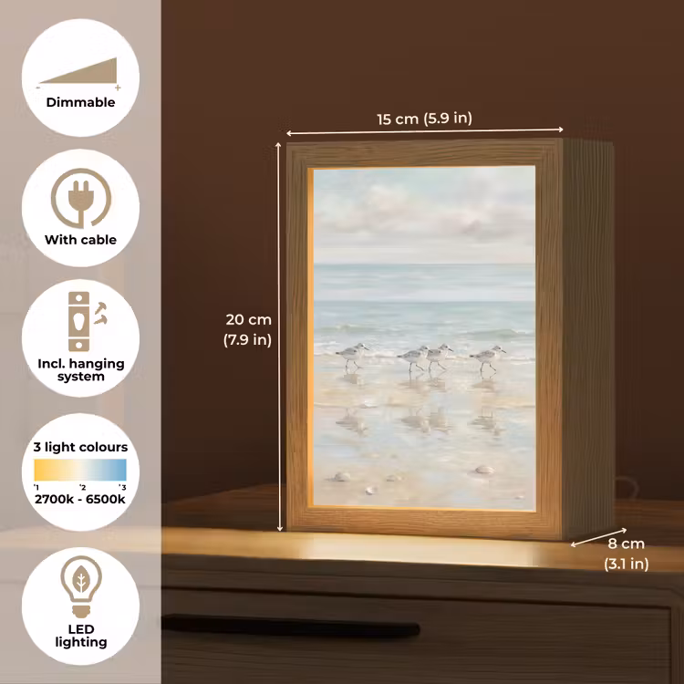 Vogels - Strand - Zee Light Box met kabel (Tafellamp) klein -USP_EN