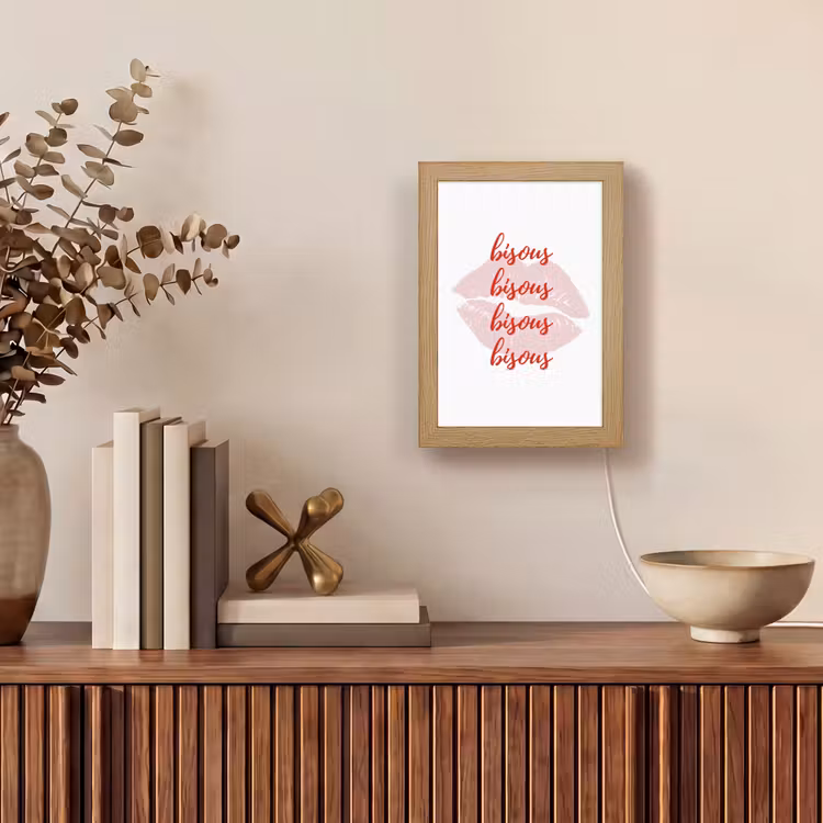 Bisous - Lip - Wit - Rood Light Box met kabel (Tafellamp) klein -sfeer2