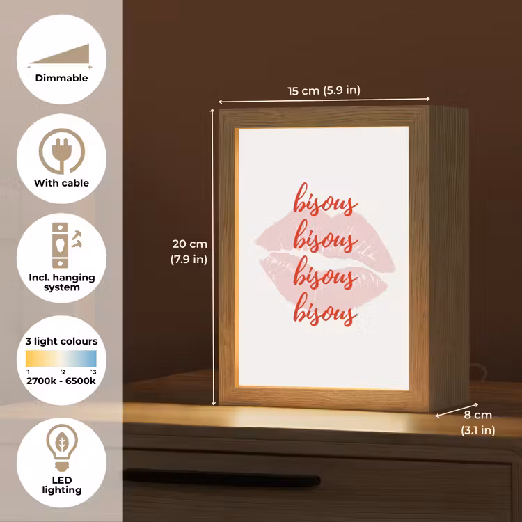 Bisous - Lip - Wit - Rood Light Box met kabel (Tafellamp) klein -USP_EN
