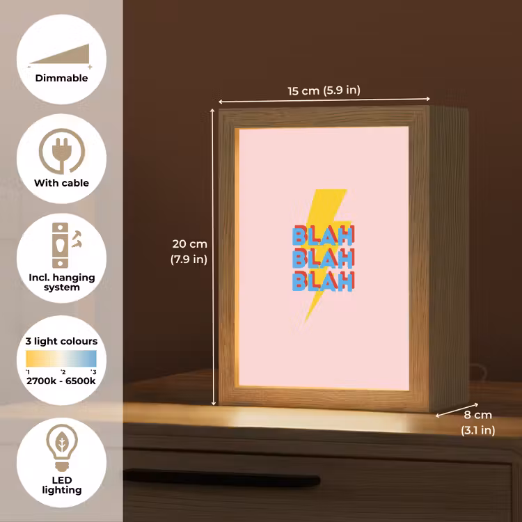 Blah - Bliksem - Roze Light Box met kabel (Tafellamp) klein -USP_EN
